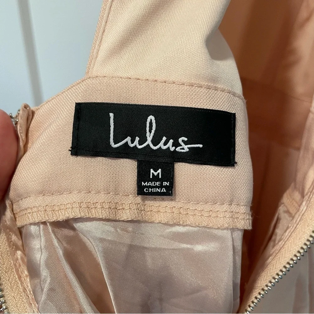 Lulus Dress Womens Medium Peach Back Zip Lined Stretchy Halter Skater - Picture 6 of 10